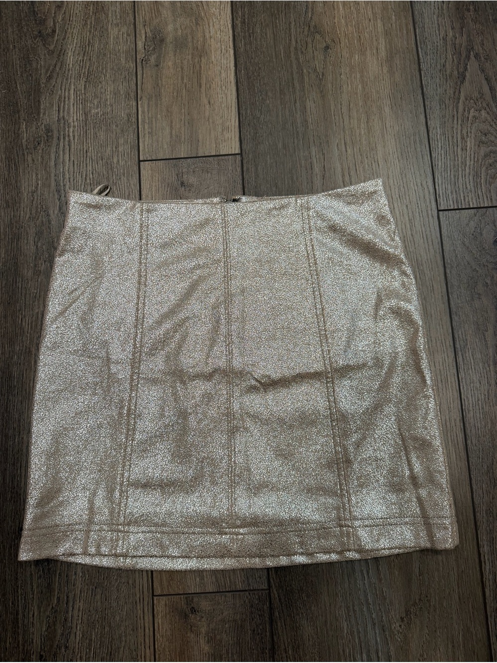 Free People Women’s Metallic Gold Glitter Mini Skirt Size 4